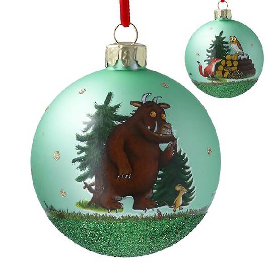 Glass Ball Green, Gruffalo & Logs 8cm *ETA Nov